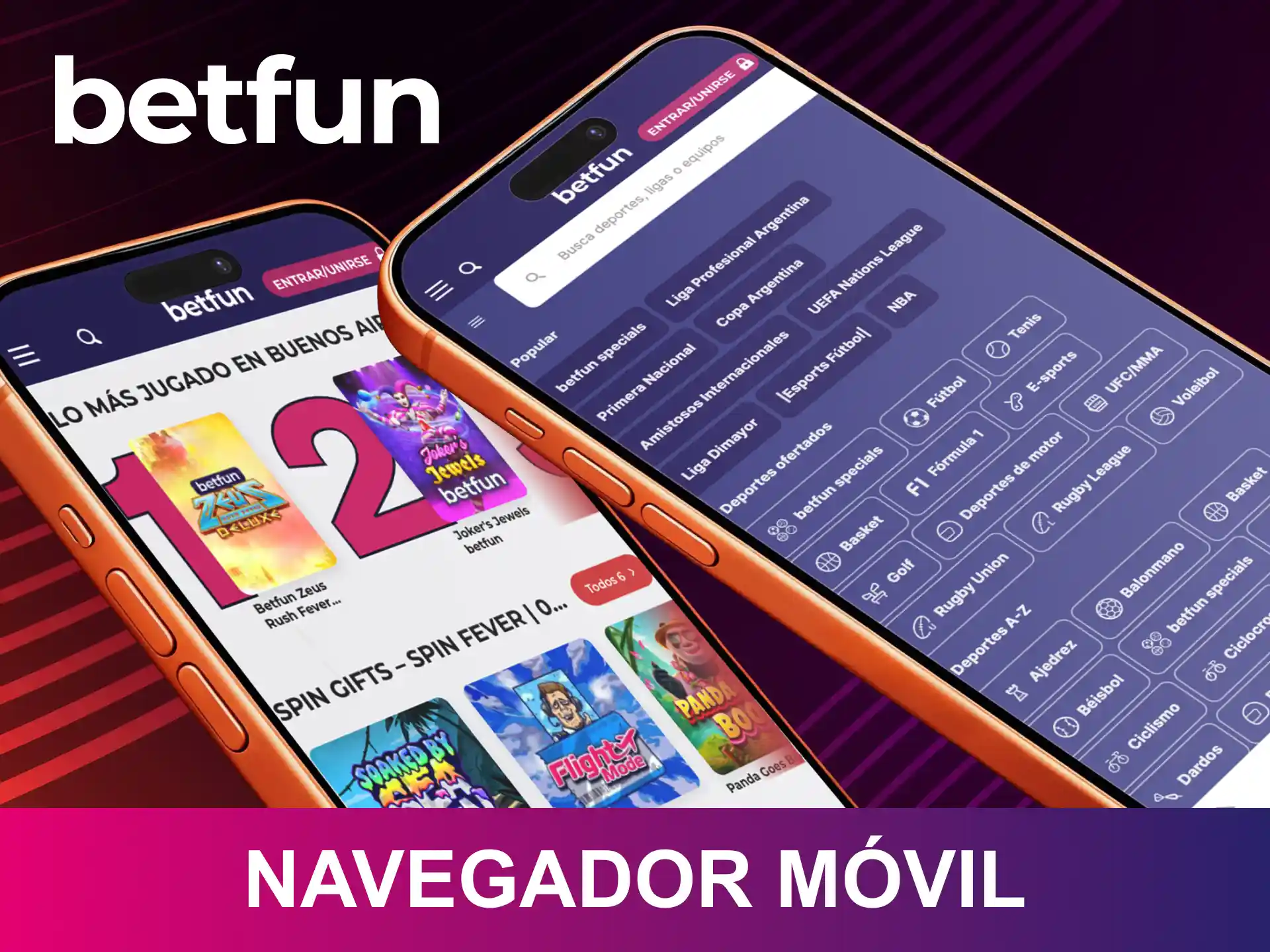Disfruta la experiencia de Betfun desde el navegador móvil sin instalar nada.