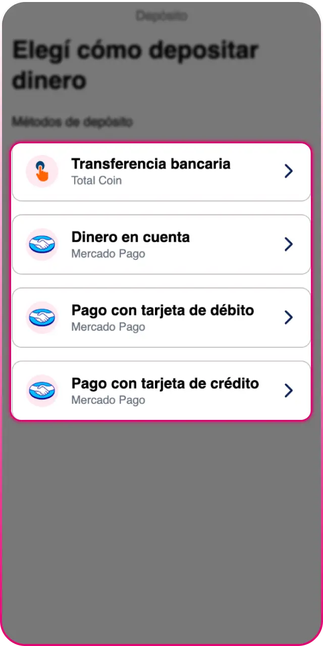 Elegí tu método de pago preferido para completar el depósito en Betfun.