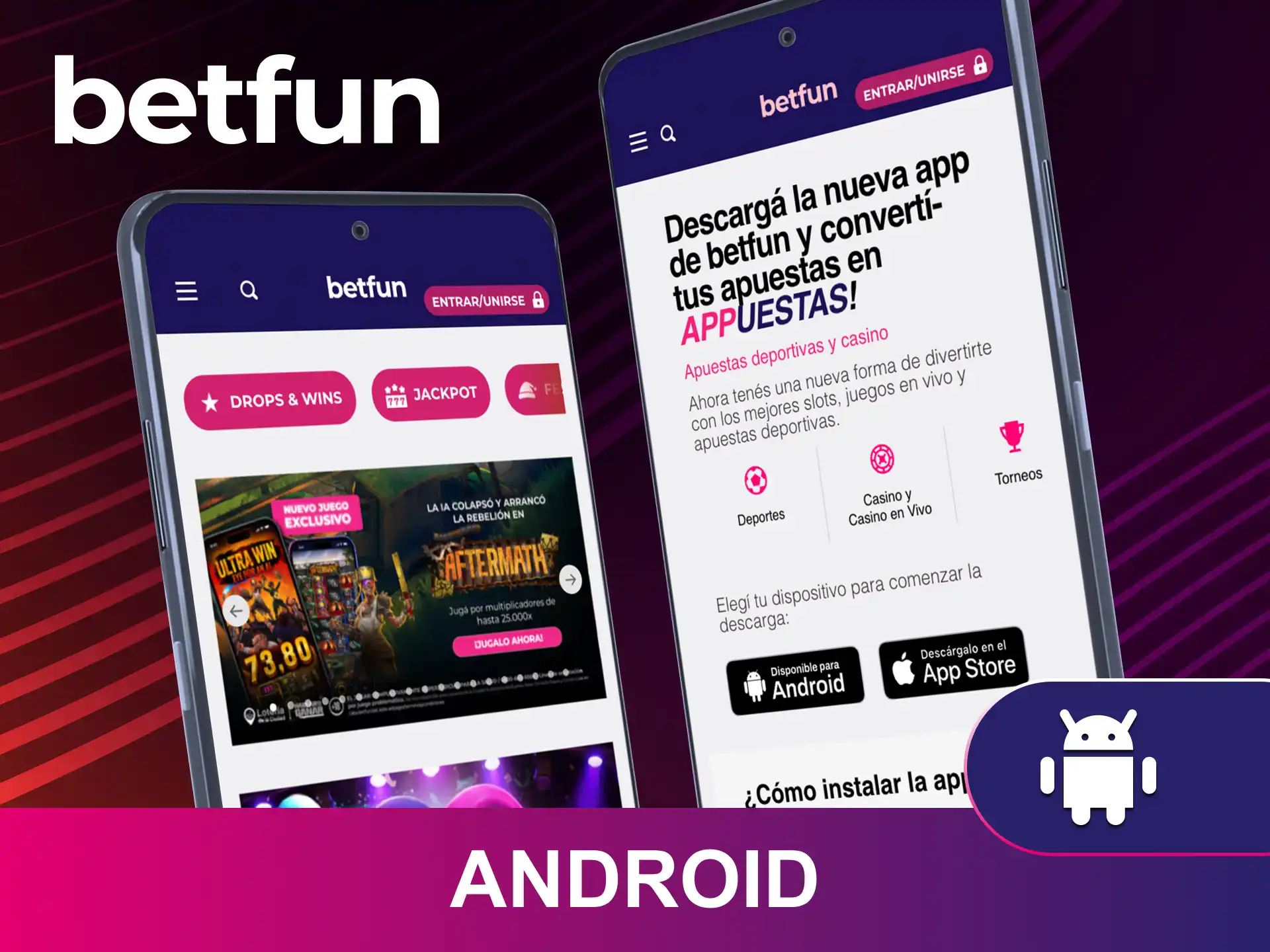 Instala la app para Android de Betfun y realiza apuestas en vivo al instante.